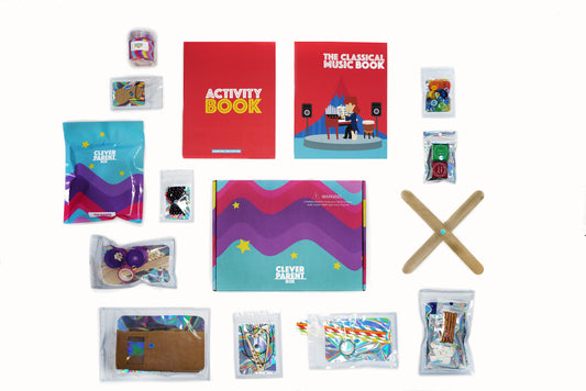 Top-down view of all the items in the Cultural Quest monthly kids subscription box